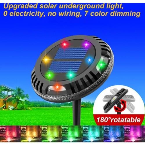 Outdoor Solar Colorful Ground Light Waterproof Garden Pathway Deck 10 LED Buried Lights Lamp For Home Yard Driveway Lawn Road