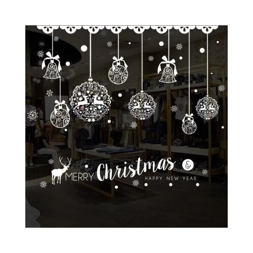 Merry Christmas white snow The bell Santa elk Red snow Hang act the role ofing Window dressing store wall stickers