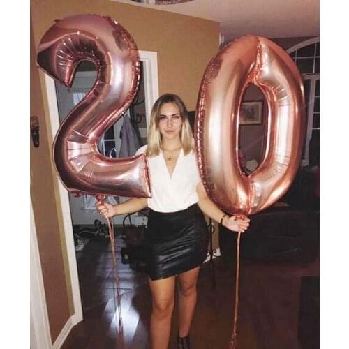 2pcs 32inch 40inch Silver Gold Number Foil Balloon Large Digit 20 Helium Balloon Wedding Decoration 20th Birthday Party Supplies