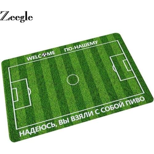 Zeegle Door Mat Kitchen Carpet Football Field Pattern Doormat Bath Room Carpet Non-slip Area Rug Entrance Decoration