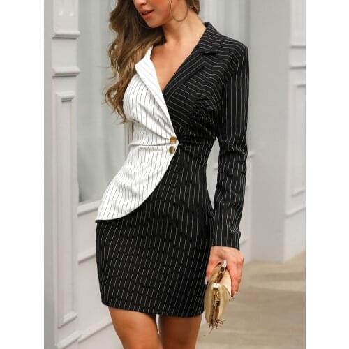 Black and White Striped Blazer Slip Dress Style Casual Office Blazer Suit 2021 Women Double Breasted Slim French Fashion Suit