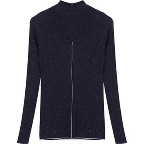 100%hand made polyamide viscose blend knit women streetwear hollow out Oneck loose pullover sweater solid color M-L