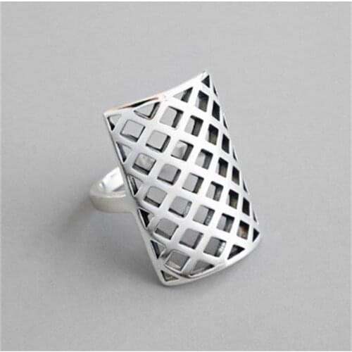 Foxanry Minimalist 925 Sterling Silver Rectangle Rings for Women Couples Engagement Jewelry New Trendy Party Accessories Gift
