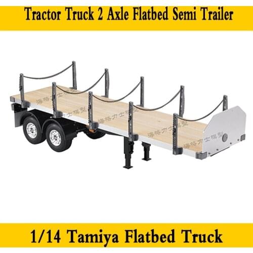 2 Axle Flatbed Truck Trailer for 1/14 Tamiya RC Truck Car SCANIA R730 R470 VOLVO FH12 FH16 ACTROS 3363 1851 AROCS MAN TGX Diy