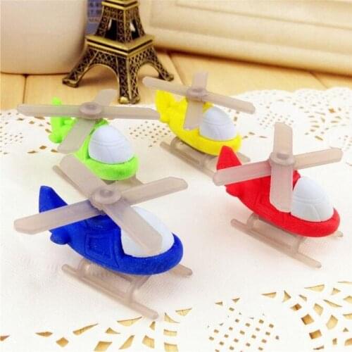 4pcs/lot Model plane Helicopter design non-toxic eraser students' gift prize Childrens educational toys office school supplies