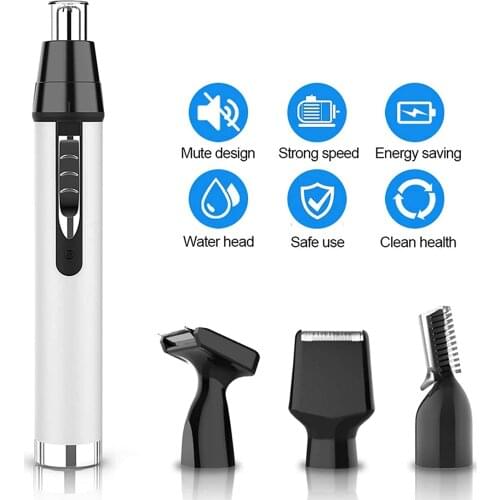4 in 1 Rechargeable Men Electric Nose Ear Hair Trimmer Painless Women Trimming Sideburns Eyebrows Beard Hair Clipper Cut Shaver