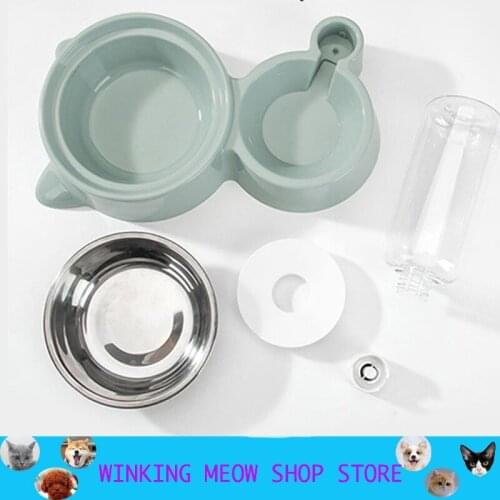 Pet Dog Cat Automatic Feeder Bowl For Dogs Drinking Water 500ml Bottle Kitten Puppy Bowls Slow Food Feeding Container Supplies