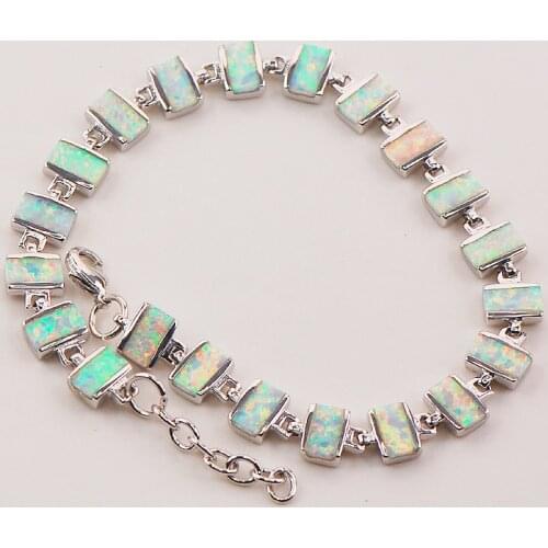 White Fire Opal 925 Sterling Silver Bracelet P87 8" Free Ship High quantity Factory price