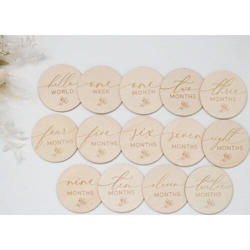 Baby Milestone Cards Set of 14 Wooden Baby Cards First Year Age Signs Baby Shower Gift