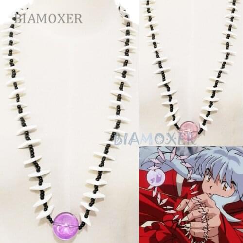Purple Shikon Jewel Cosplay Inuyasha Shikon no Tama kikyo Pink crystal Sacred jewel Necklace Cosplay Prop