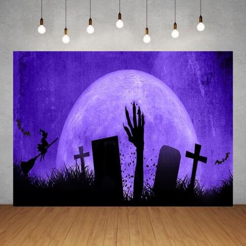 Halloween Graveyard Moon Bat Witch Photographic Backdrops For Studio Photo Backgrounds Children Party Photophone Photobooth