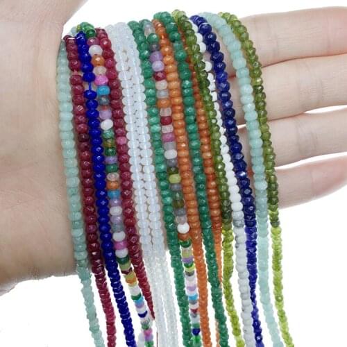 Jewelry Making Loose Spacers Stone Beads DIY Necklace Bracelet Crystal Rubys Aquamarin Amethysts Zoisite Topazs Abacus 15"A147