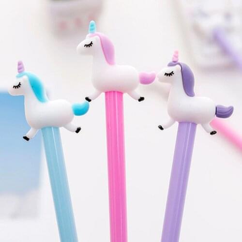 Jumping Unicorn Gel Pen Student Stationery Kawaii Pen Novelty Cartoon Cute Pens Black Ink Writing Pens Kawaii School Supplies