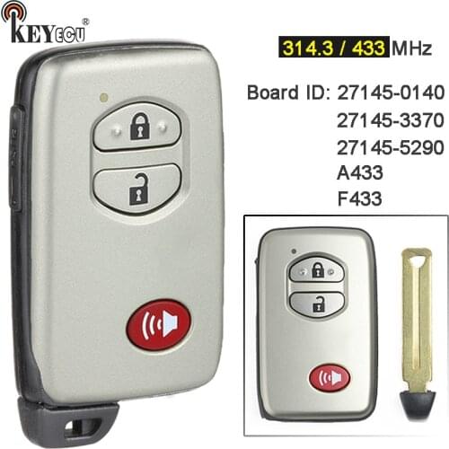 KEYECU A433 F433 27145-0140 / 27145-3370 / 27145-5290 Smart Card Remote Key Fob for Toyota Land Cruiser 4 Runner Prius Sicon TC