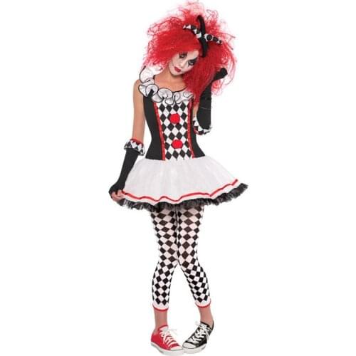 Halloween Clown Circus Costume Quinn Ladies Harley Jester Fancy Dress Outfit