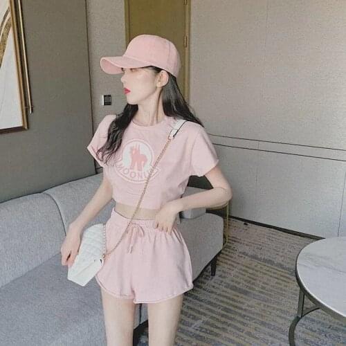 Summer New Womens Suit Fashion Short Sleeve High Waist Shorts Suit Korean Short Paragraph Ladies Tracksuit Wide Leg Shorts Suit