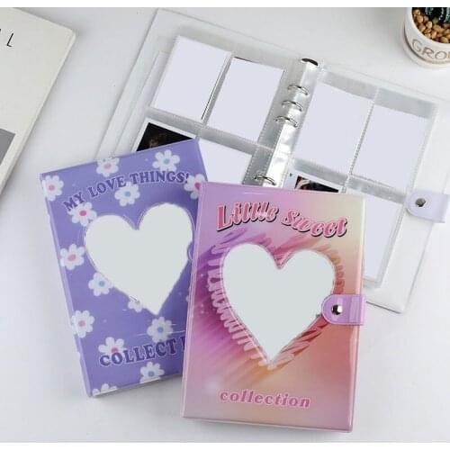 Korean Cute 3 Inches Photo Album Card Holder Receipt Storage Hollow Love Model Photo Holder Business Card Bag photocard holder