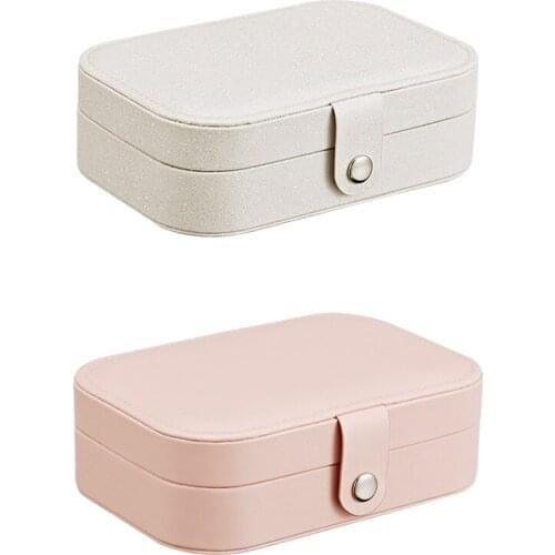 Korean Style Fresh And Simple Girl Earrings Plate Jewelry Box Protable Leather Earrings Ring Multi-function Jewelry Storage Box