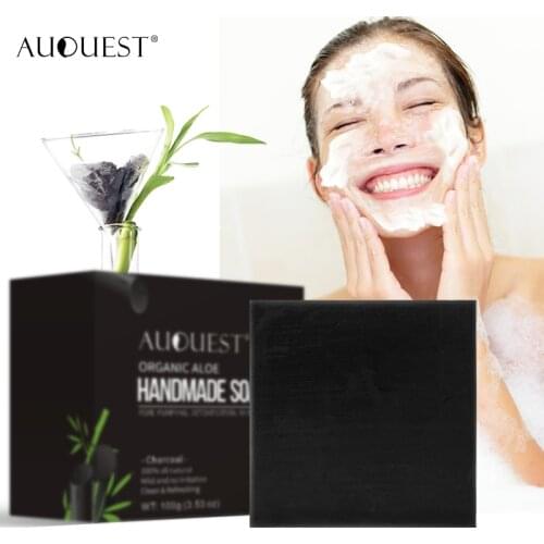 AuQuest Multi-Function Whitening Facial Soap Shrink Pores Acne Treatment Organic Bamboo Charcoal Soap Face Body Cleaning Soap