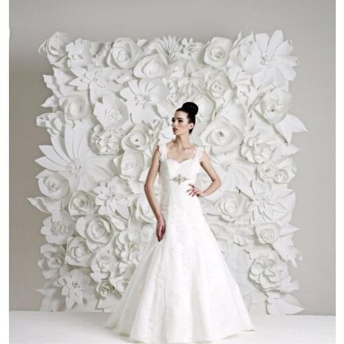 99PCS Set 15-60CM Giant Paper Flowers For Wedding Backdrops Wall Decorations Pure White Flower Sets 7.8M2