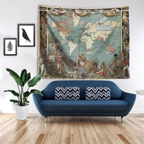 World map tapestry wall hanging beach towel background cloth hall home room personality decoration