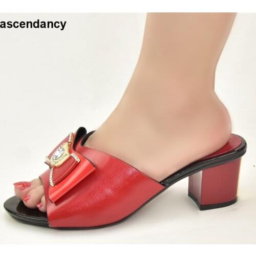 New Nigerian Party Pumps Nigerian Women Wedding Party Shoes Decorated with Rhinestone 2020 Summer Womens High Heels Slippers