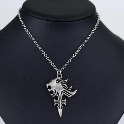 Final Fantasy Necklace Sleeping Lion Heart Griever Squall Leonhart Lion Head Necklaces Pendants Fashion Game Jewelry#281373