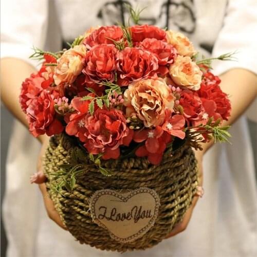 1pcs/lot Artificial Silk Peony Plastic Flower Bouquets 10 Heads For Home Table Wedding Supplies Vases Arrangements Fake Flowers
