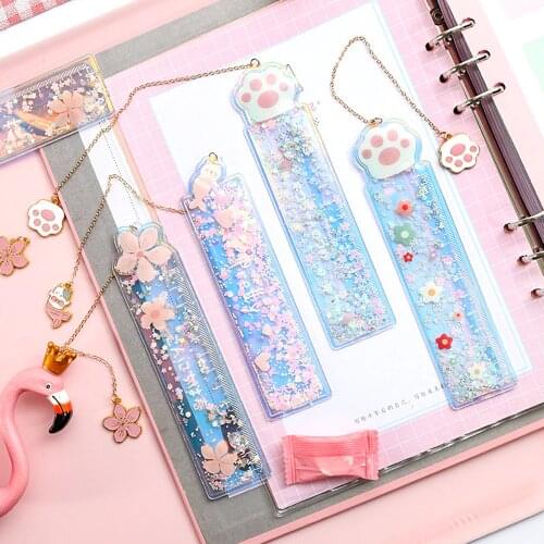 Girls Plastic Ruler Straight Ruler Plastic Measuring Tool for Student,Cute Sakura Pattern School Drafting 12cm Small Ruler