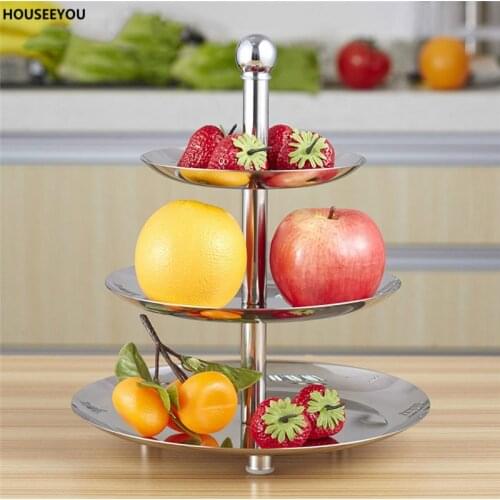 Stainless Steel 3 Layer Fruit Plate Cake Stand, Afternoon Tea Dessert Dish, Dried Fruit Plate Candy Plates Display Plate