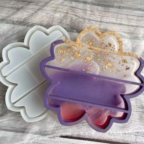 3D Crystal Silicone Mold Make-up Jewelry Box Tabletop Flower Shape Ornament DIY Epoxy Resin Mould Craft Home Decoration Art