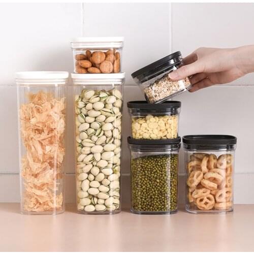 Transparent Food Storage Box Stackable Kitchen frigerator Noodle Container Multigrain Storage Tank Plastic Sealed Cans Basket