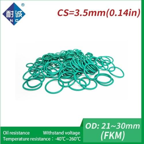 2PC/lot Rubber Ring Green FKM O ring Seals Thickness 3.5mm OD21/22/23/24/25/26/27/28/29/30mm Rubber O-Rings Fuel Washer