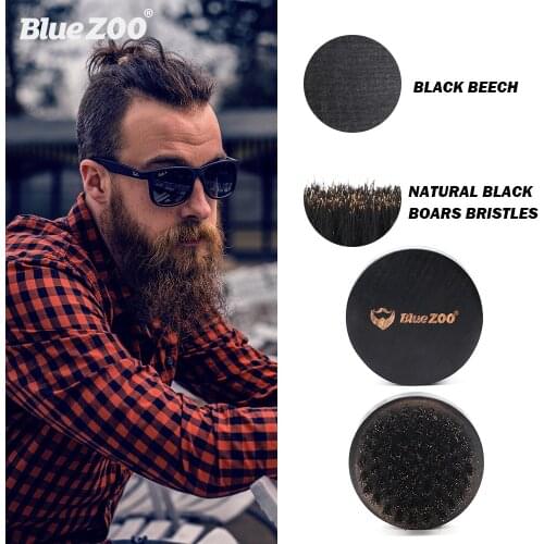 Blue Zoo Handmade Beard Brush Boar Bristles Mustache Natural Wood Comb Mini Grooming Kit Men Beards Mustache Care