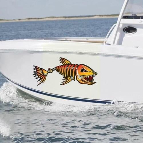 Kayak Reflective Sticker Skull Fish Sticker Boat Decal Decor Accessories Dinghy T0B9