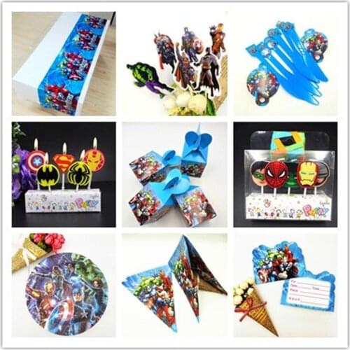 Superhero Avengers Birthday Party Decoration Kids Tablecloth Plates Cups Banner Balloons Caps Baby Shower Boy Favors Souvenirs