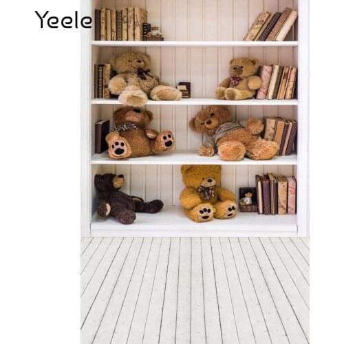 Bookshelf Toy Bear Wooden Floor Baby Portrait Photographic Backgrounds Custom Newborn Photography Backdrops For Photo Studio