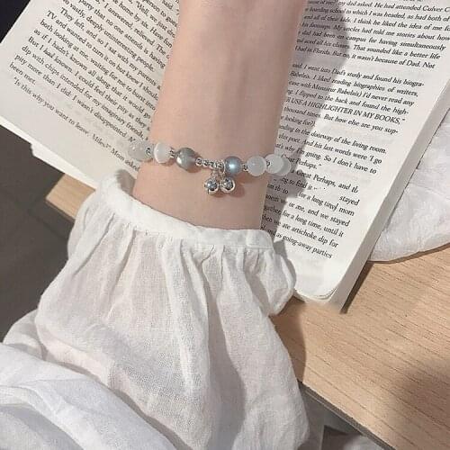 Opal bracelet womens single ring blue sand stone Bracelet Moonstone obsidian strawberry crystal S925 silver bracelet wholesale