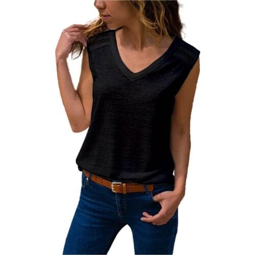 Solid Color Sleeveless T Shirts Womens Casual V Neck Vest Tank Shirts Tops Tshirt Clothes Female Clothes Summer Pullover