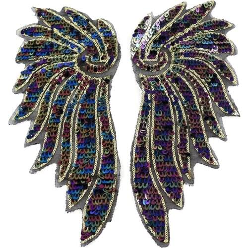 1Pair Large Angel Sequin patches for clothes Sew On Appliques For Jacket Embroidery Decorative Supplies Crafts