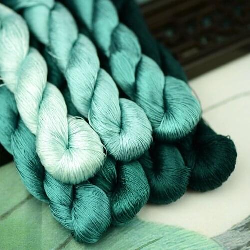 1pcs 100% silk thread hand embroidery embroider cross stitch Algal green 400m silk embroidery thread 7 gradient color