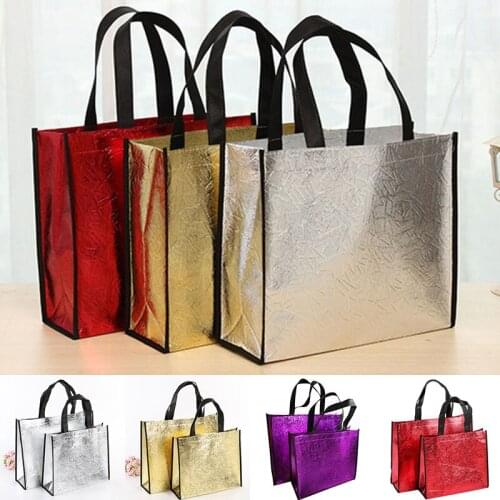 1 pc Laser Shopping Bag Reusable Large Capacity Travel Storage Bags Durable Female Waterproof Fabric Non-woven Handbag
