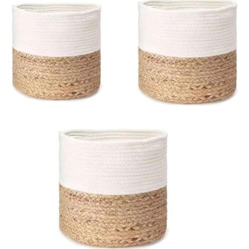 Hand Woven Planter Basket Indoor Outdoor Flower Pot Plant Container Laundry Toy Storage Home Decoration