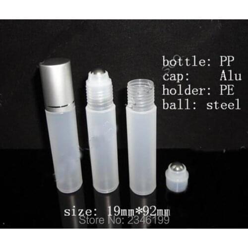 10ML Transparent Plastic Roll on Bottle with Glass Bead Metal Steel Bead,Eye Cream Sample Bottle,Cosmetics Packaging,50 Pcs/Lot