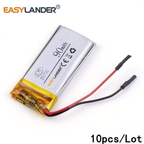 10pcs/Lot 3.7v lithium Li ion polymer rechargeable battery 251730 90mAh lithium battery Bluetooth headset