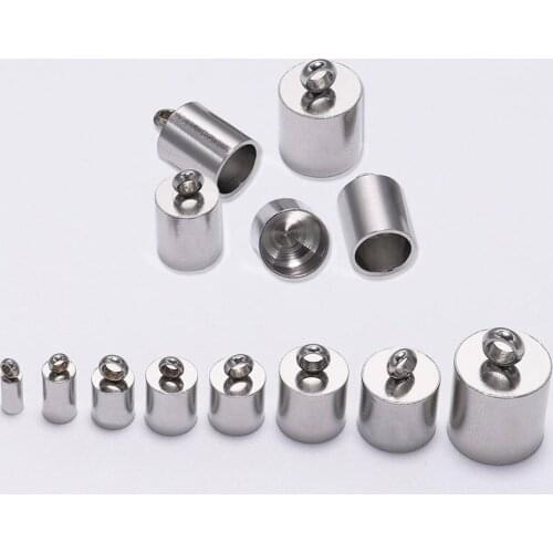 10pcs 2-10mm Tassel Leather Cord Clasp Hooks Stainless Steel End Tip Cap Cords Connector For DIY Bracelet Jewelry Making Finding