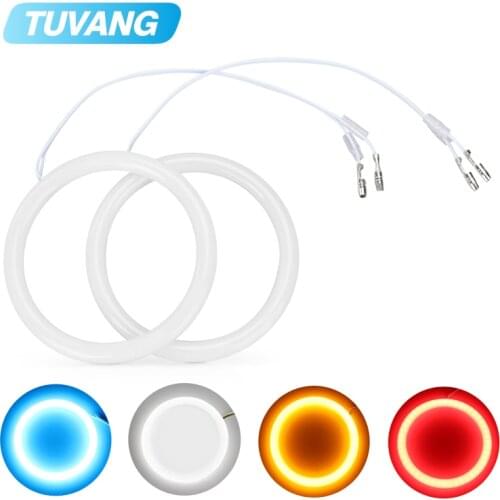 2x Angel Eyes Halo Ring 3528 LED Chip Car Fog Light Motorcycle Daytime Running Light DRL With Turn Signal 80mm 85mm 90mm
