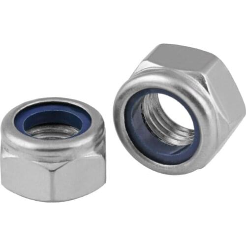 304 Stainless Steel DIN985 Fine Thread Hex Nylon Insert Lock Nut Hexagon Self-locking Nylock Locknut M8-M20