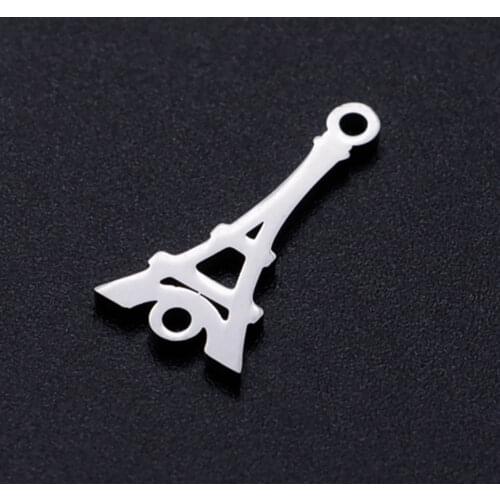 5pcs/lot Eiffel Tower Paris Stainless Steel Connector Charm for Women Bracelets Making Wholesale High Polished