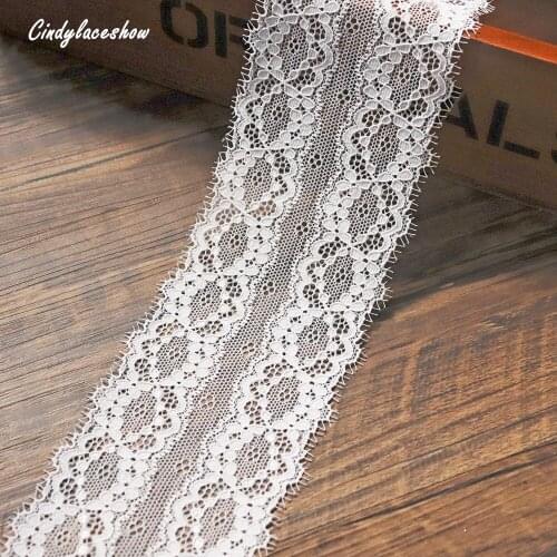 5Yards 7.5cm Width Eyelash Elastic Lace Trims Sewing Lace Fabrics Underwear Clothing Lingerie Lace Material Handmade Craft White